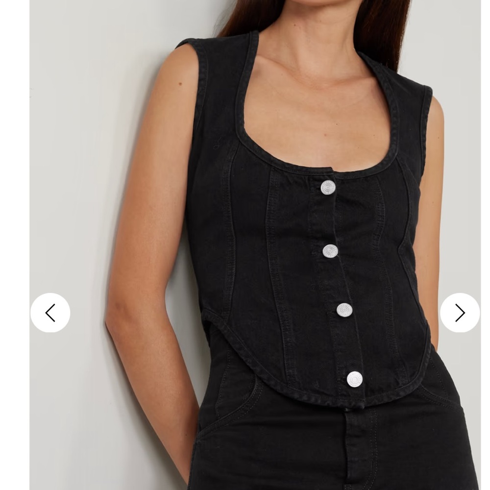 Frame Denim Black Sleeveless Button-Down vest